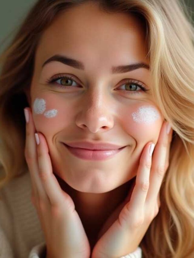 mulher hidratando o rosto no inverno